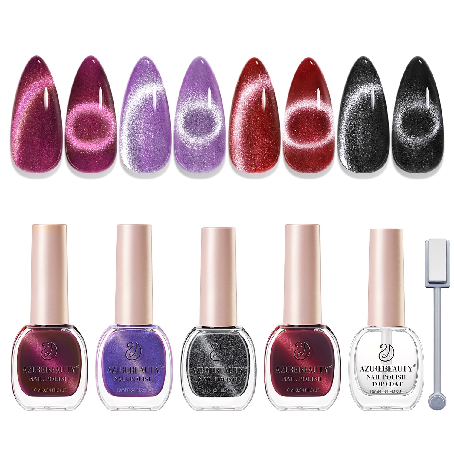 Amazon.com : AZUREBEAUTY Cat Eye Nail Polish Set Quick Dry Mooncat
