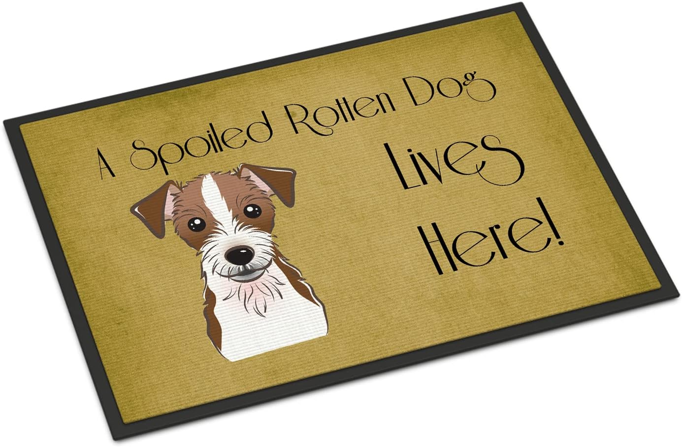 Caroline's Treasures BB1450JMAT Jack Russell Terrier Spoiled Dog Lives Here Doormat 24x36 Front Door Mat Indoor Outdoor Rugs for Entryway, Non Slip Washable Low Pile, 24H X 36W