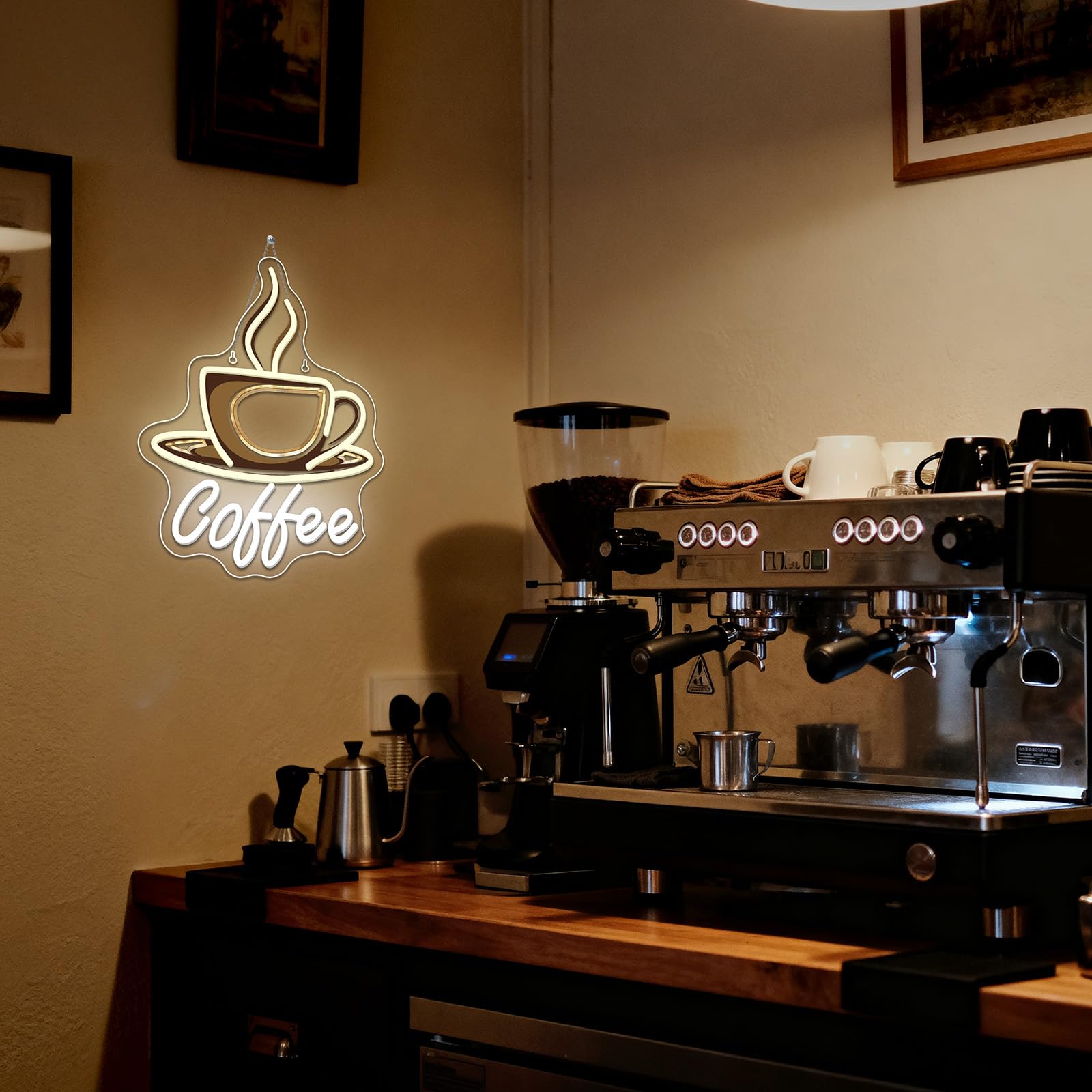 ineonlife Coffee Neon Led,Café Lettre Lumineuse, Neon Mural pour Décoration,Néon Led pour Bistrot,Food Truck Café,Coin Café,Magasin de Boissons,Cuisine,Chambre,Cadeau