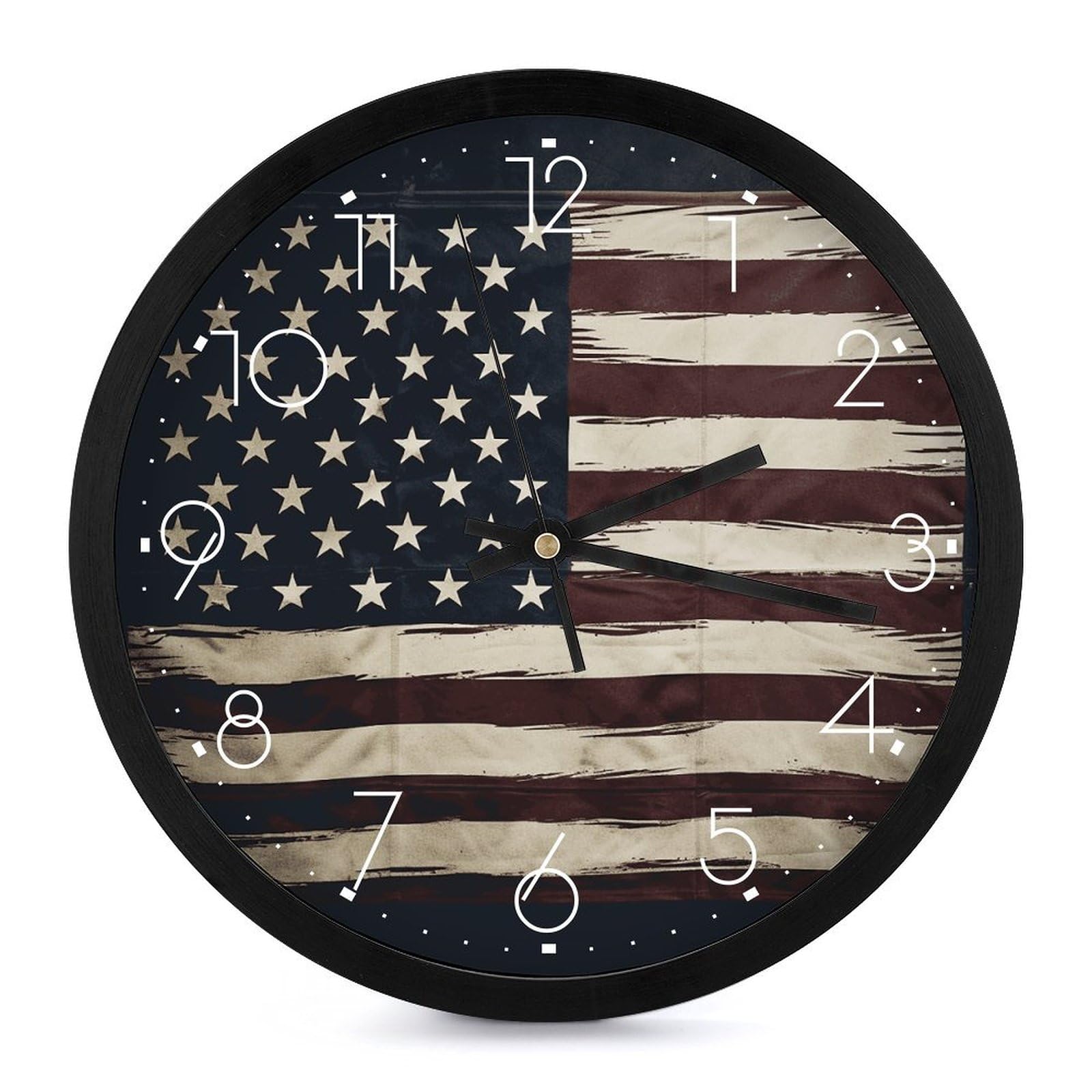 Horloge murale avec drapeau américain pour une décoration de salon au style vintage