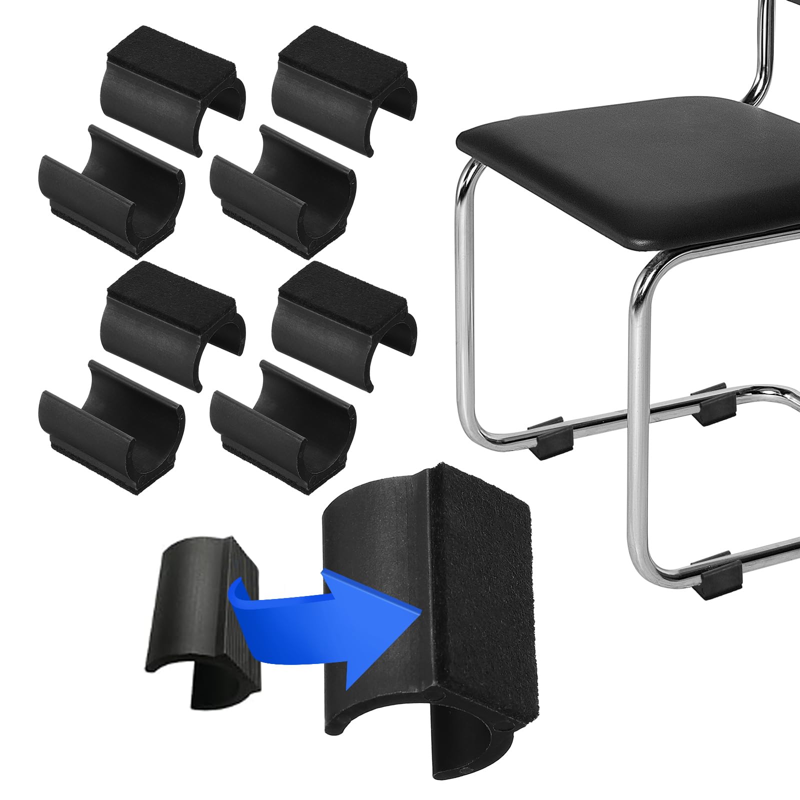 PATIKIL Rectangle U Shaped Chair Leg Tips Caps with Felt Pads