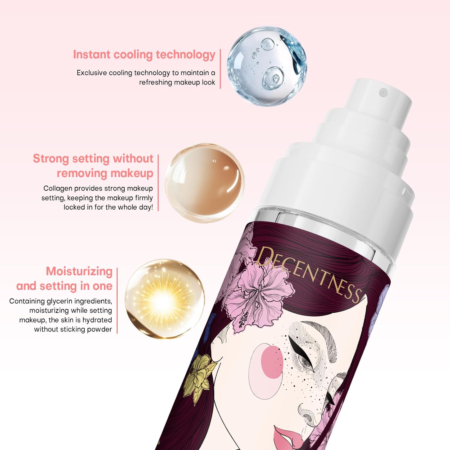 Makeup Setting Spray, Smudge-proof Waterproof Long Lasting Weightless with Micro-Fine Mist, Natural Finish Transfer-Resistant Effect, Suitable for All Skin Types, 3.4oz/100ml - Image 3