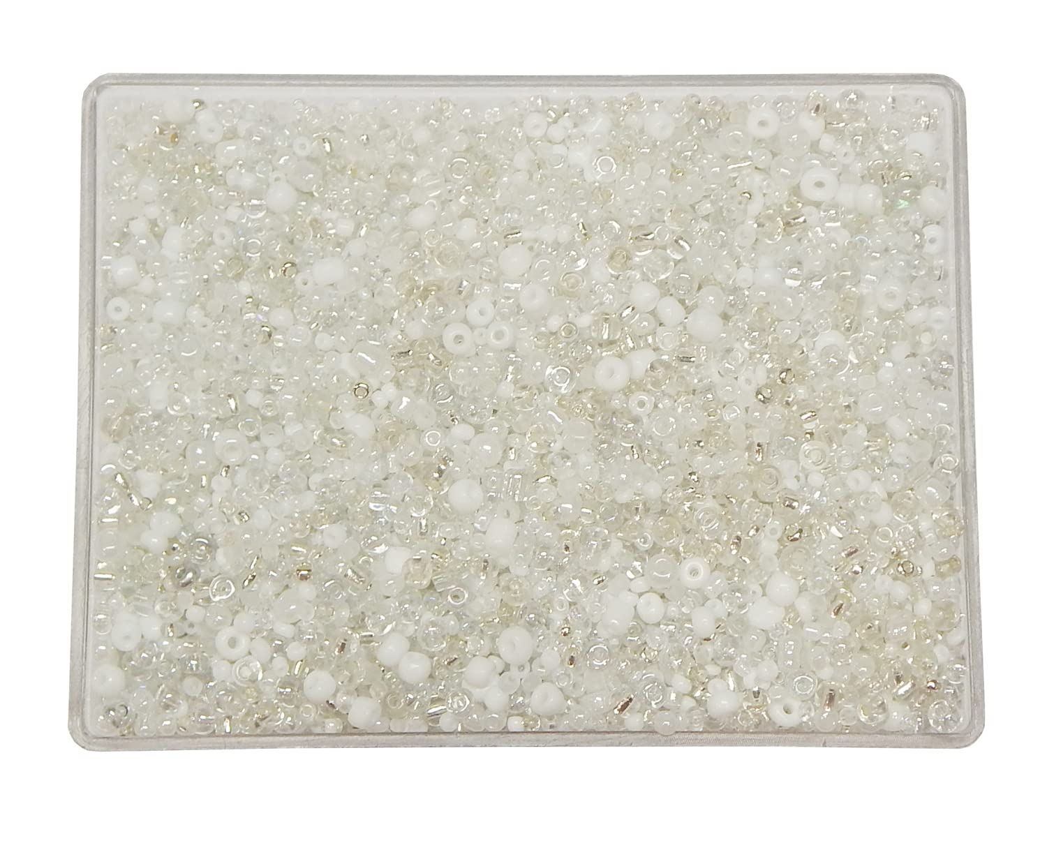 Perlin Pack of 3000 Mixed Size Round Glass Seed Beads (White, Mixed Colors) 2mm 3mm 4mm - Image 2