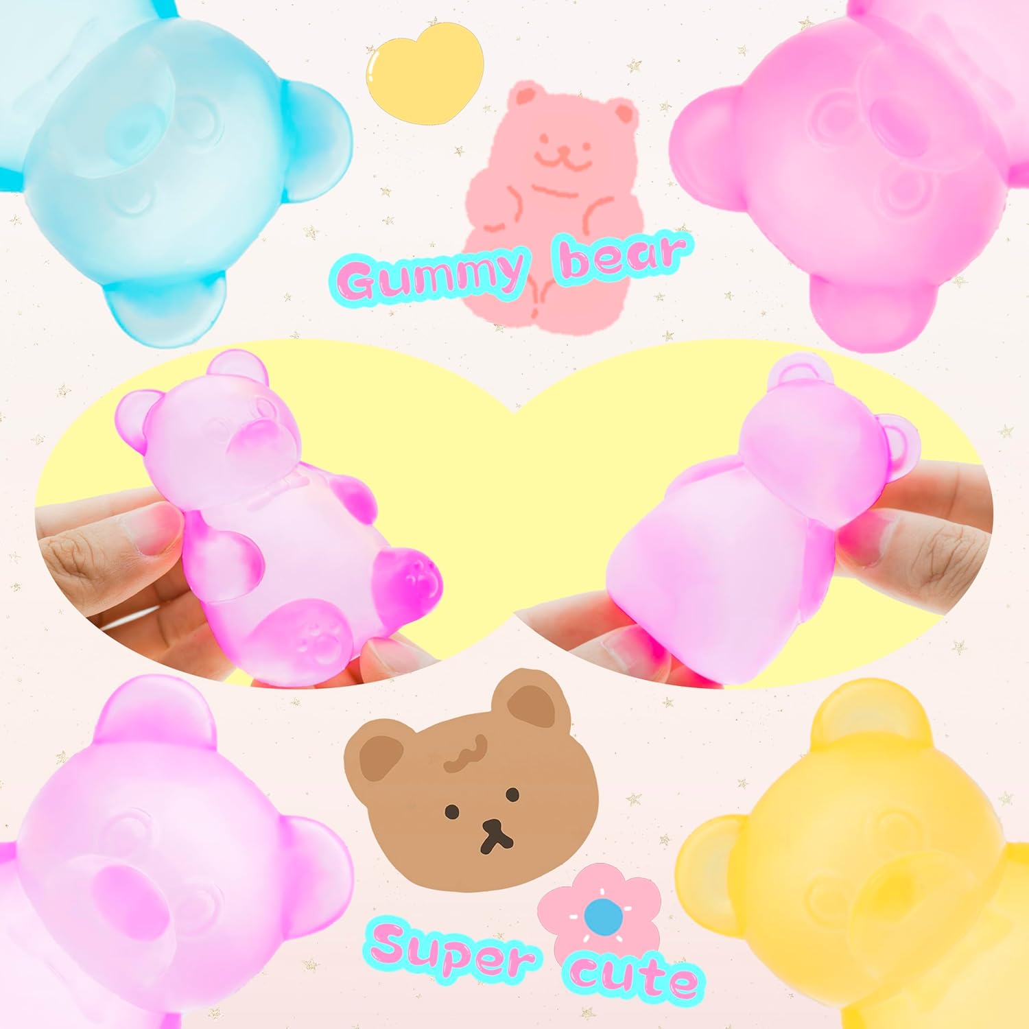 Gummy Bear Toy, Sugar Filled Squishy Toys for Kids Stress Relief - High Density Squeeze Balls for Students Calming - Ultra-Soft Decompression Venting Toys - Image 2