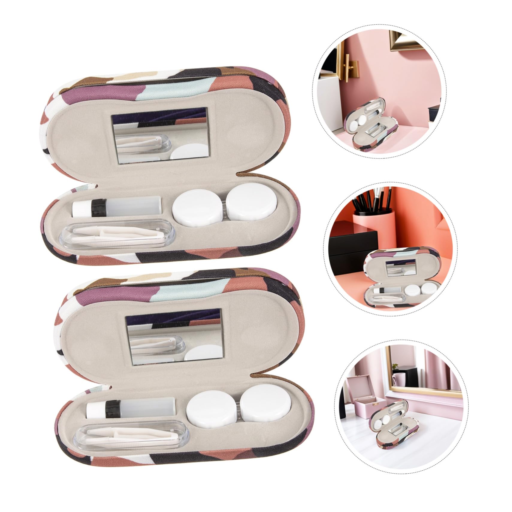 2 Set Astuccio Occhiali Duro Doppio con Specchio e Pinzette Organizer Viaggio Camouflage per Lenti Invisibili e Montature Custodia Protettiva Rigida per Uomo Donna