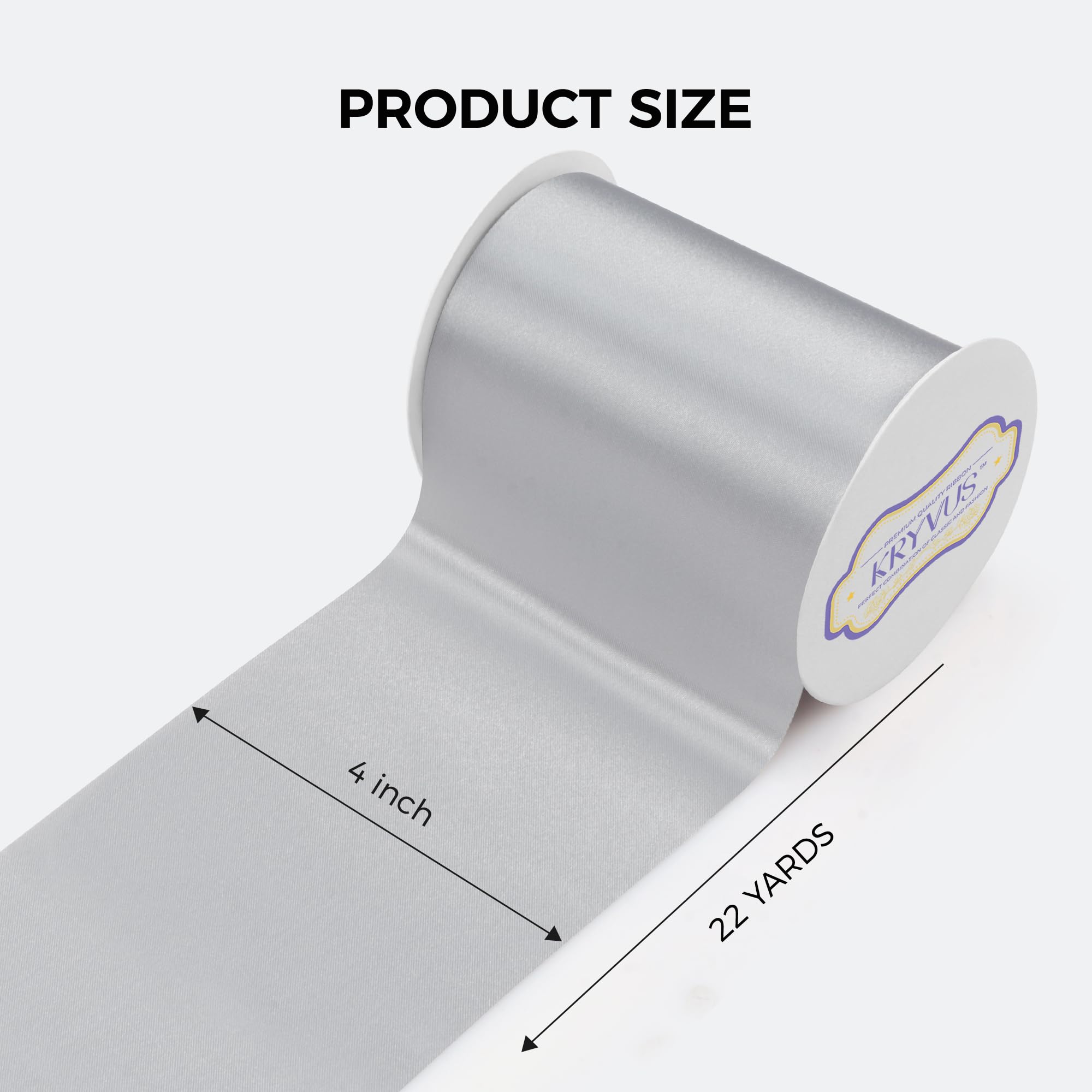 Kryvus Silver Satin Ribbon, 100mm x 20M Wide Silver Ribbon, Solid Large Ribbons for Cutting Ceremony Grand Opening - Image 2