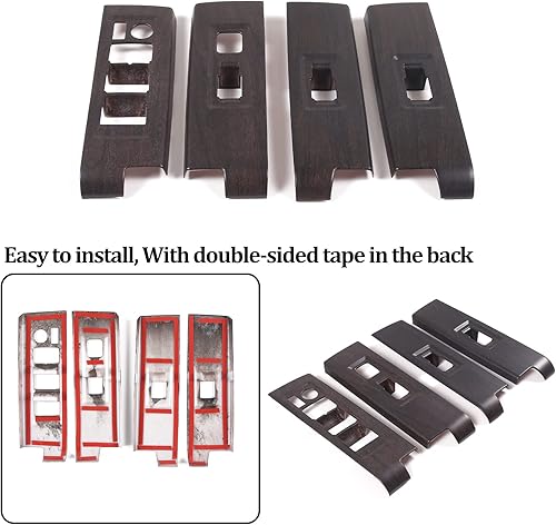 Miniatura 7 de HAPPYHORSE Accesorios para decoración interior automotriz de roble a rayas para TundraSequoia 2022 2023 Interruptor de botón de elevación de vidrio