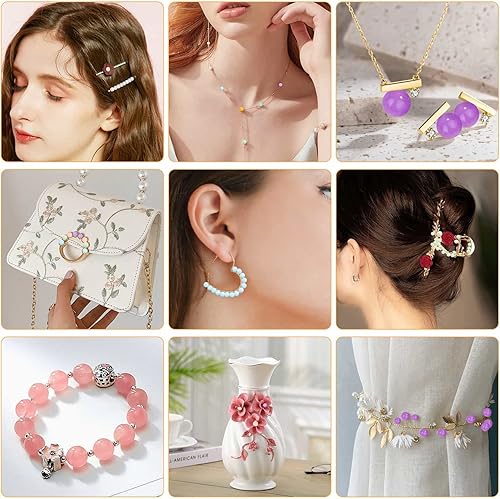 Miniatura 3 de 1250 cuentas de vidrio de 0.315 pulgadas para hacer joyas, cuentas para hacer pulseras, cuentas redondas sueltas de cristal para hacer pulseras,