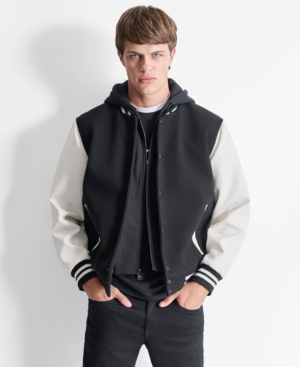 DKNY Men's Water Resistant Hooded Fashion Bomber Jacket - Image 2