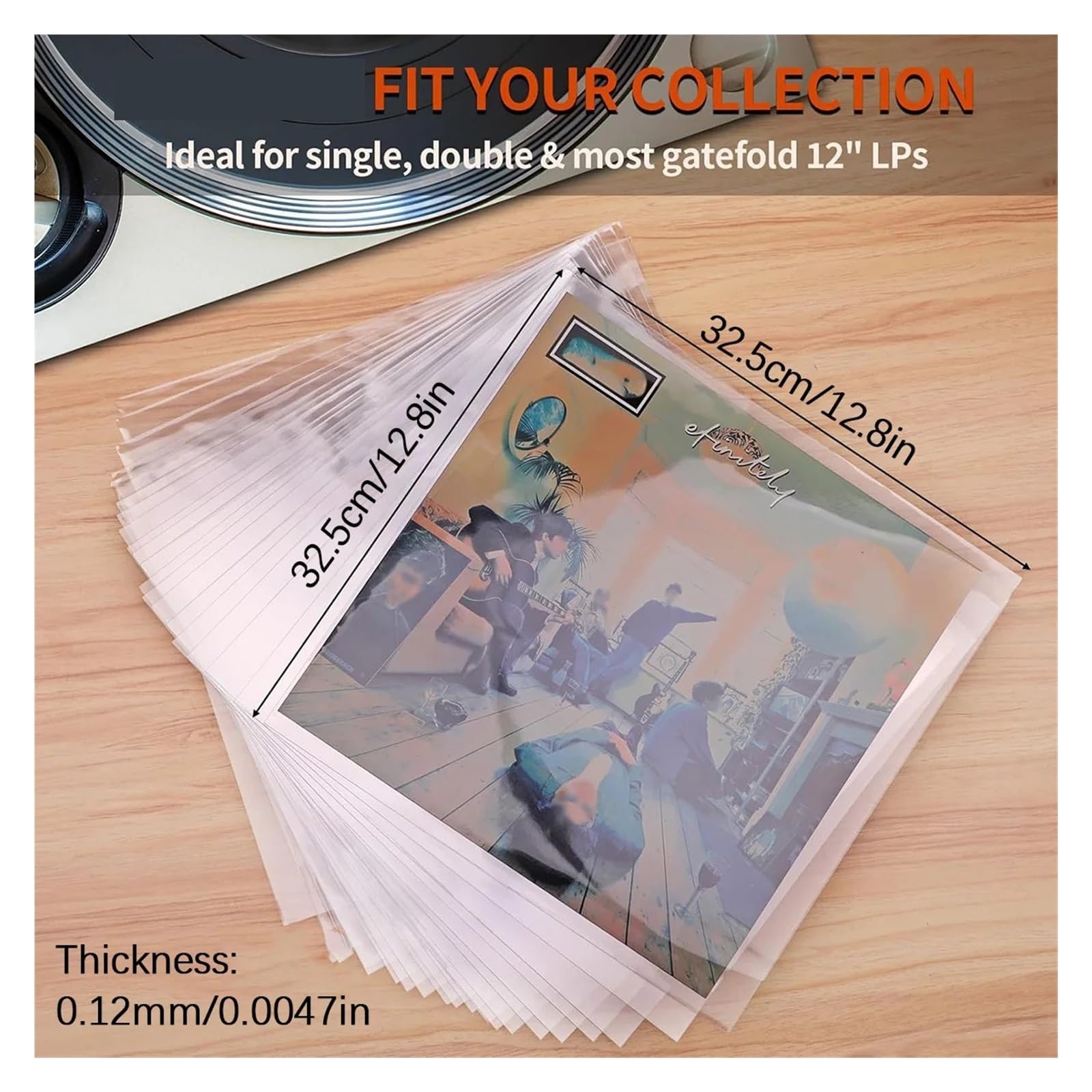Copertine Interne per Dischi in Vinile Custodia Protettiva for Dischi in Vinile da 12 Pollici 20/50 Pezzi, Borsa Trasparente for LP Giradischi, for Aperta, 32,3 cm*32 cm(Transparent 50PCS)