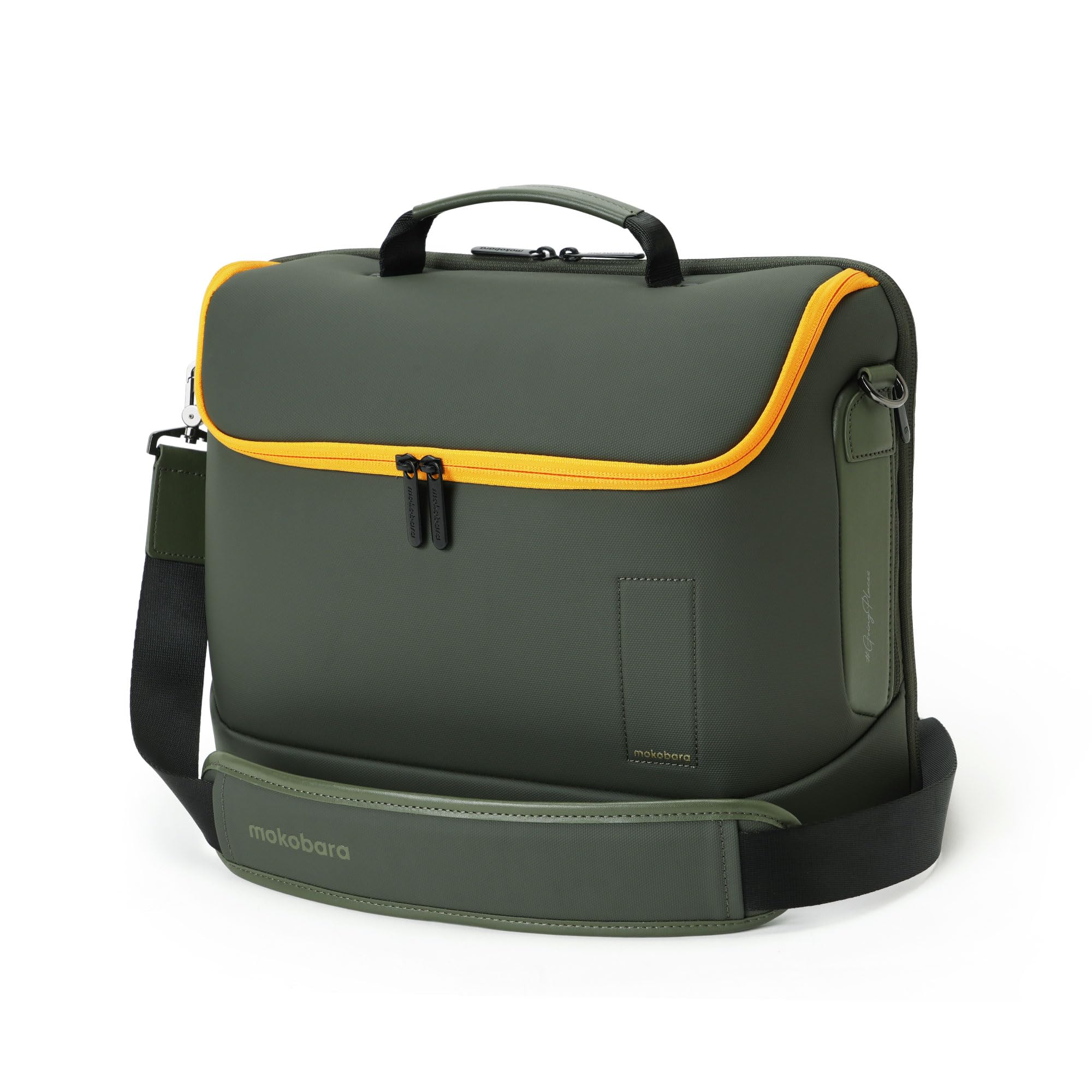 MOKOBARAThe Transit Briefcase Vegan Leather & Nylon 15L Laptop Crossbody Messenger Bag for Men & Women