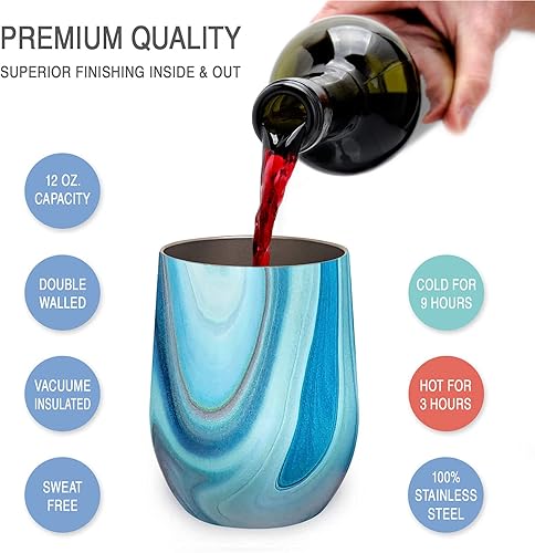 Miniatura 3 de CHILLOUT LIFE - Vaso de acero inoxidable de 12 onzas con tapa, diseño de viaje con aislamiento al vacío de doble pared para café, vino, cócteles