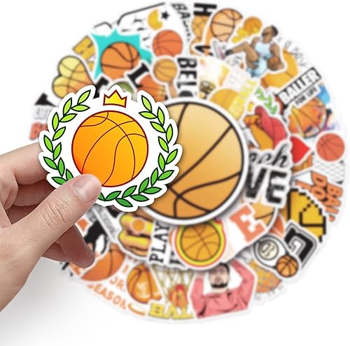 Vista 3 de Paquete de calcomanías de baloncesto para amantes del baloncesto, niños, deportes, botellas de agua, calcomanías para adolescentes, calcomanías