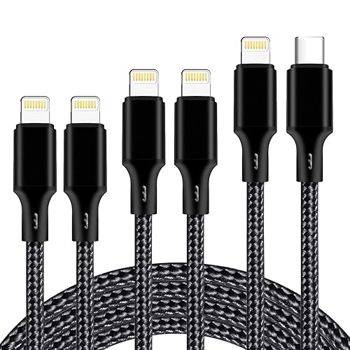 Miniatura 14 de cugunu Cargador para iPhone, 5 unidades de 3/3/6/6/10 pies, con certificación MFi de Apple, cable Lightning USB de nailon trenzado, cable de carga