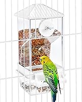 Vista 9 de Hamiledyi - Comederos sin ensuciar para pájaros, comedero automático para loros, bebedero de acrílico, contenedor de semillas y alimentos