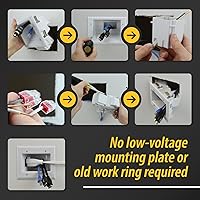 Vista 8 de DATA COMM Electronics 45-0028-WH - Placa empotrable de bajo voltaje, kit Pro-Power con supresor de sobretensiones dúplex y entrada de hoja recta