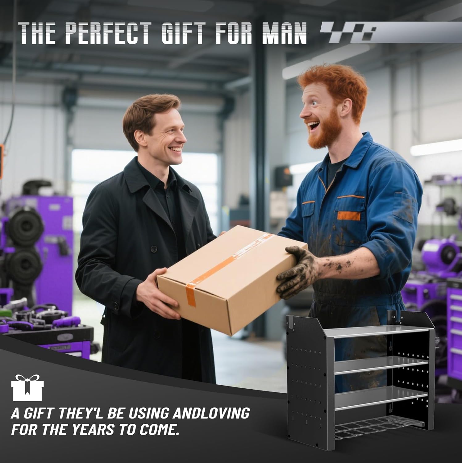 Power Tool Organizer Wall Mount, 4 Tier Tool Rack for power tool Storage,Garage Tool Organizer with Hooks for Men Gift,Black