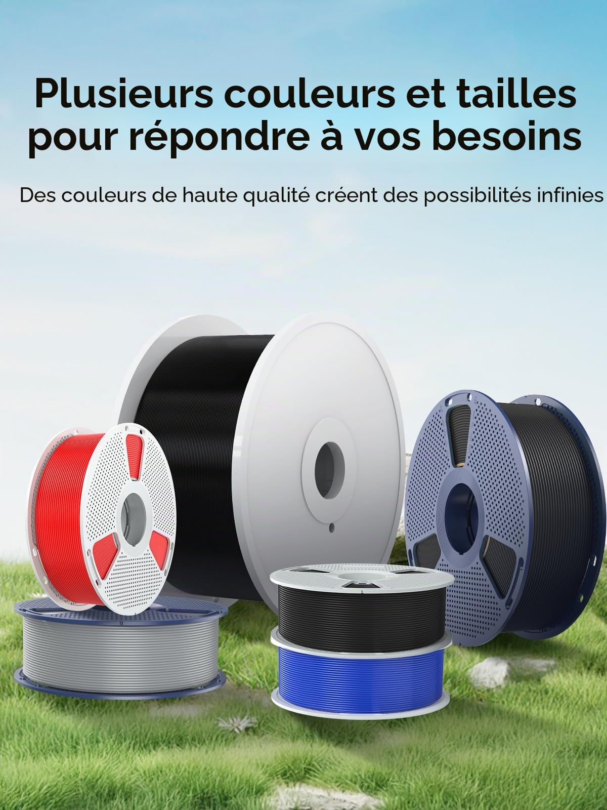 SUNLU ASA Filament pour imprimante 3D - Bobine soignée de 1,75 mm - Résistant aux rayons UV/pluie/chaleur - Idéal pour l'impression de pièces mécaniques fonctionnelles en plein air, 1KG(Gris)