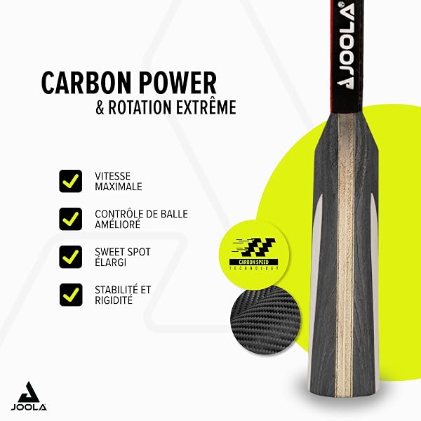 JOOLA Raquette de Tennis de Table Carbon X Pro ITTF - Approuvée - pour Compétition - 7 étoiles Batte de Ping-Pong Noir/Gris éponge 2.0 MM - 2