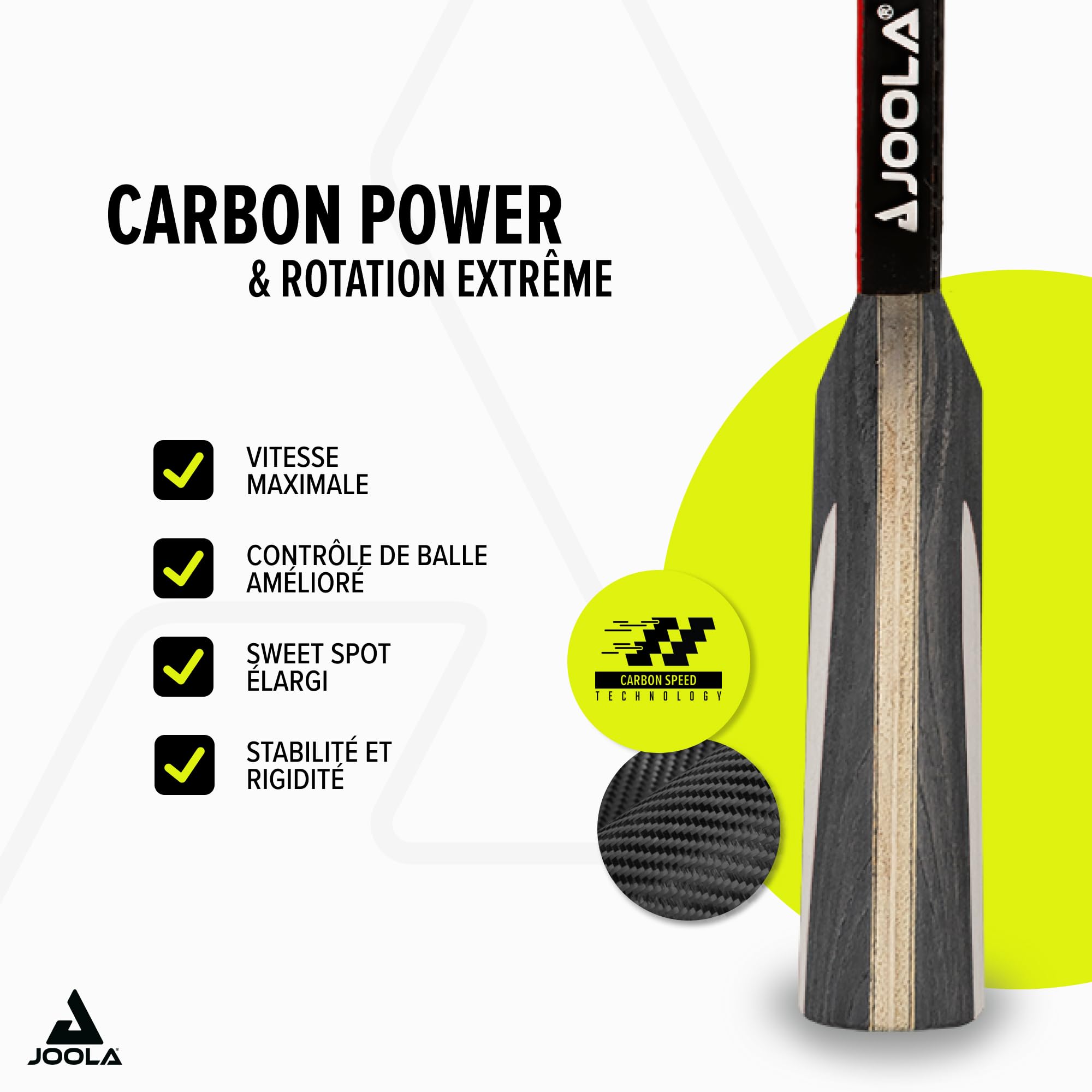 JOOLA Raquette de Tennis de Table Carbon X Pro ITTF Approuvée 7 étoiles Batte Ping-Pong Noir/Gris éponge 2.0 MM