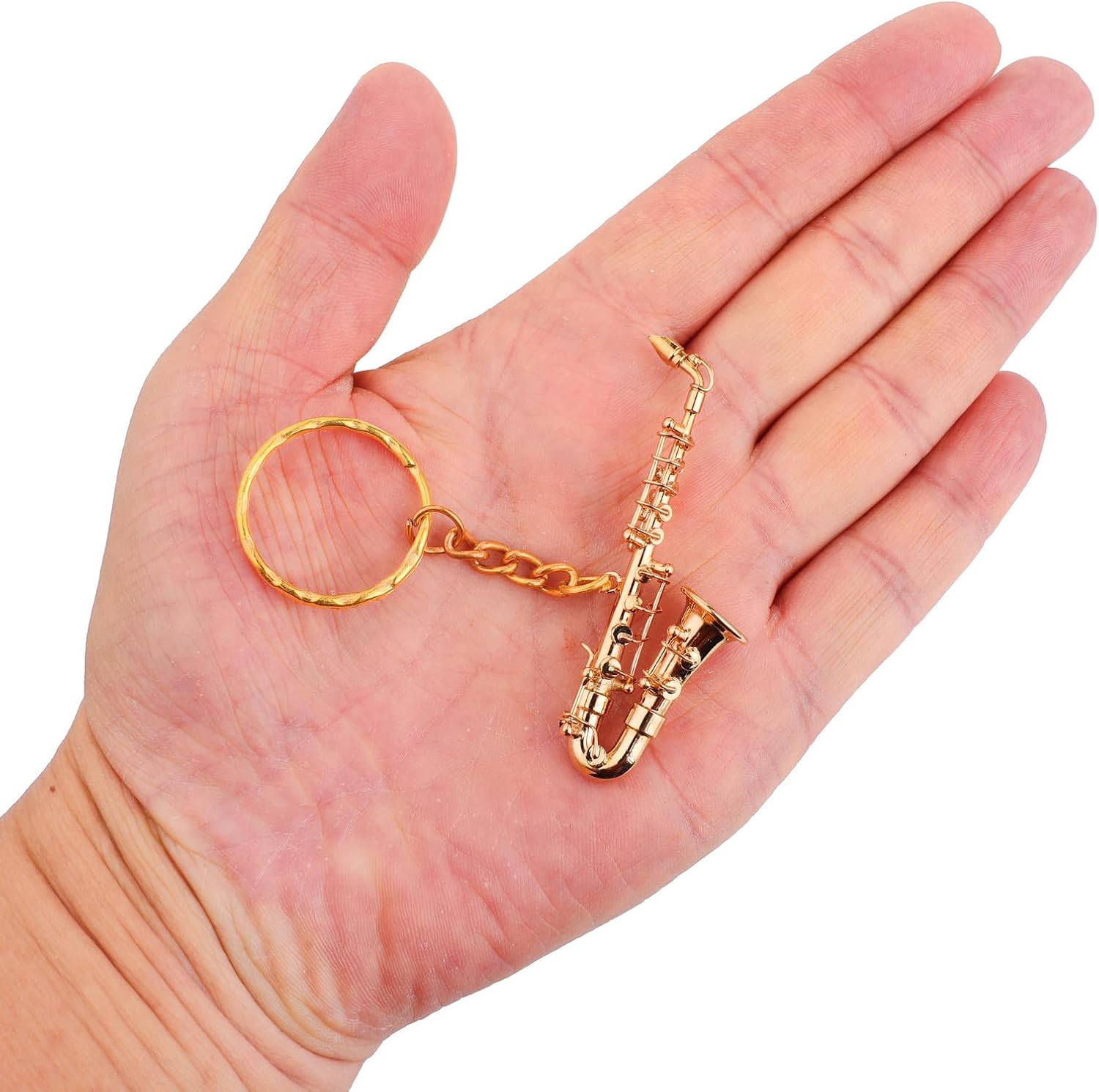 Miniature Musical Instrument Keychain with Case Brass Mini Collectible Figurines Replica Key Ring Birthday Gifts image 2