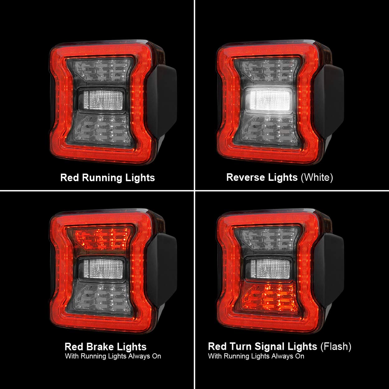 Amazon | スモークレンズ LEDテールライト 2007-2018 ジープラングラー