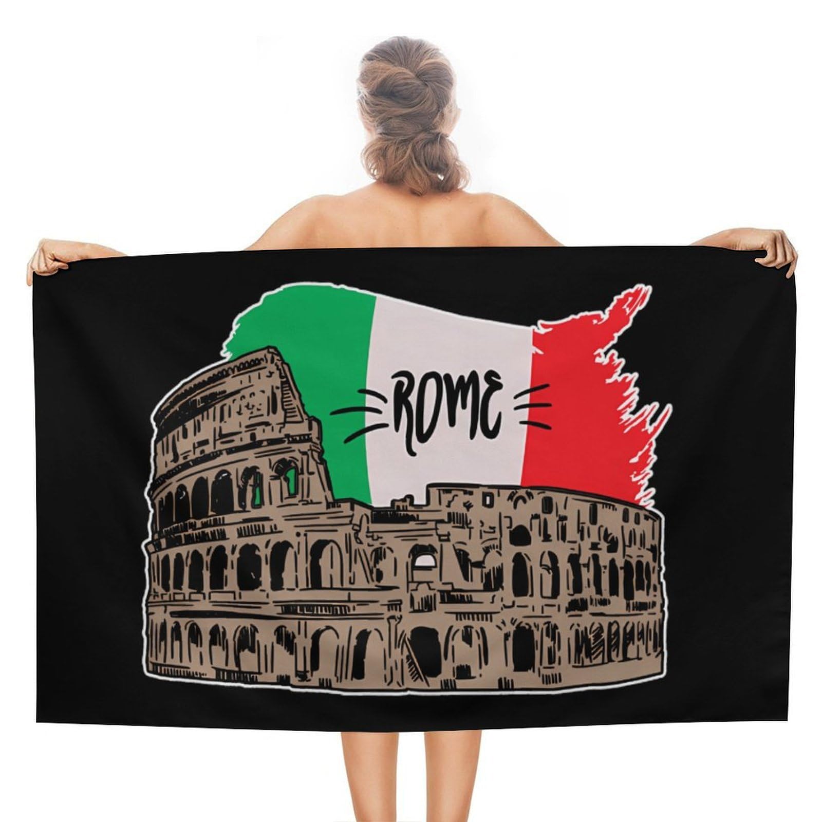 CGSBNGHA Italy Flag-Rome-Colosseumes Beach Towels Soft Bathroom Bath Pool Swim Towels for Women Men