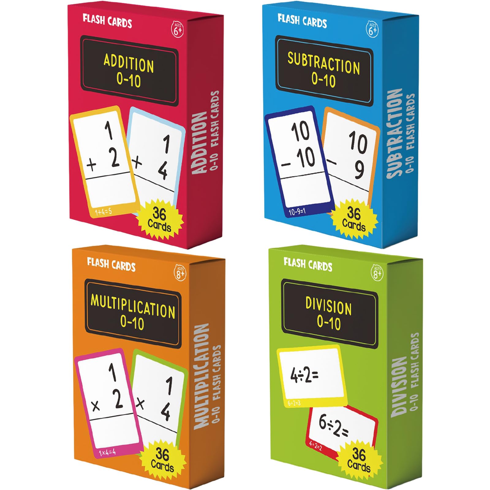 Juego de 864 tarjetas flash de matemáticas mixtas, fracciones y matemáticas, con ayudas visuales dominadas y clasificación de revisiones para suministros de escuela en casa para niños de 3º