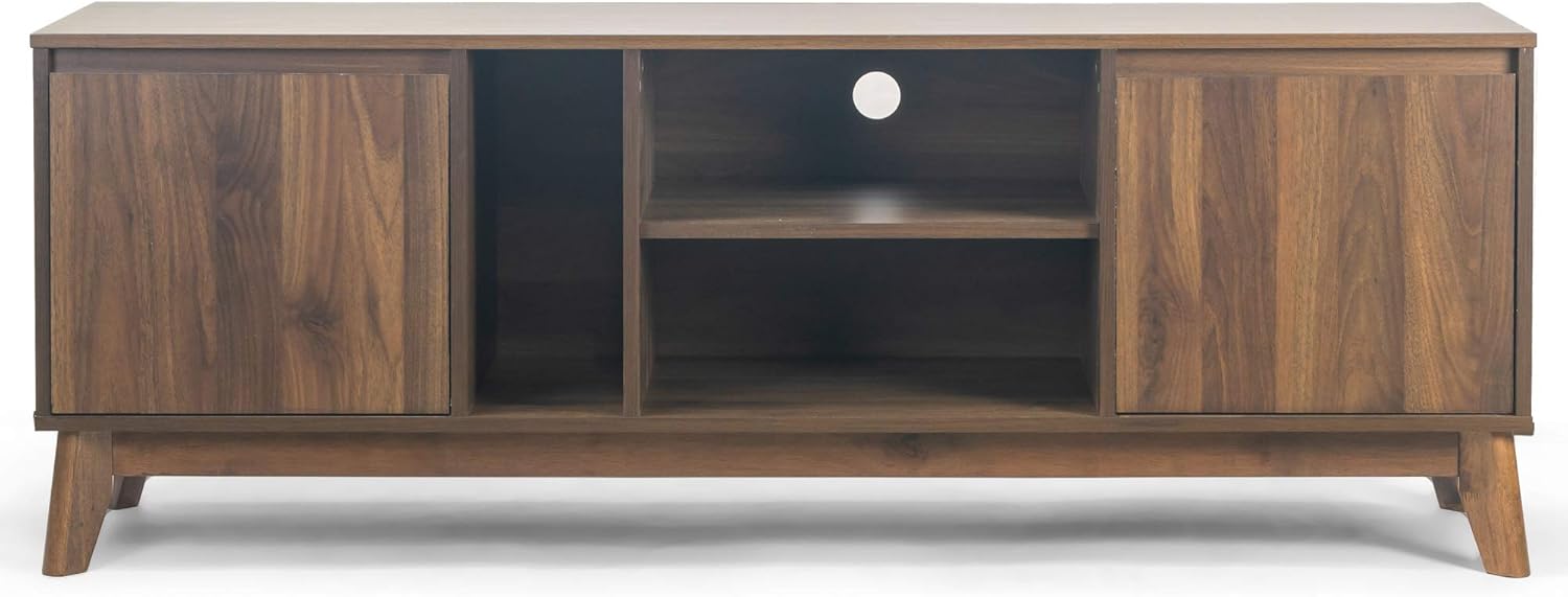 Glamour Home Anshu TV Stand with Two Cabinets and Open Shelves