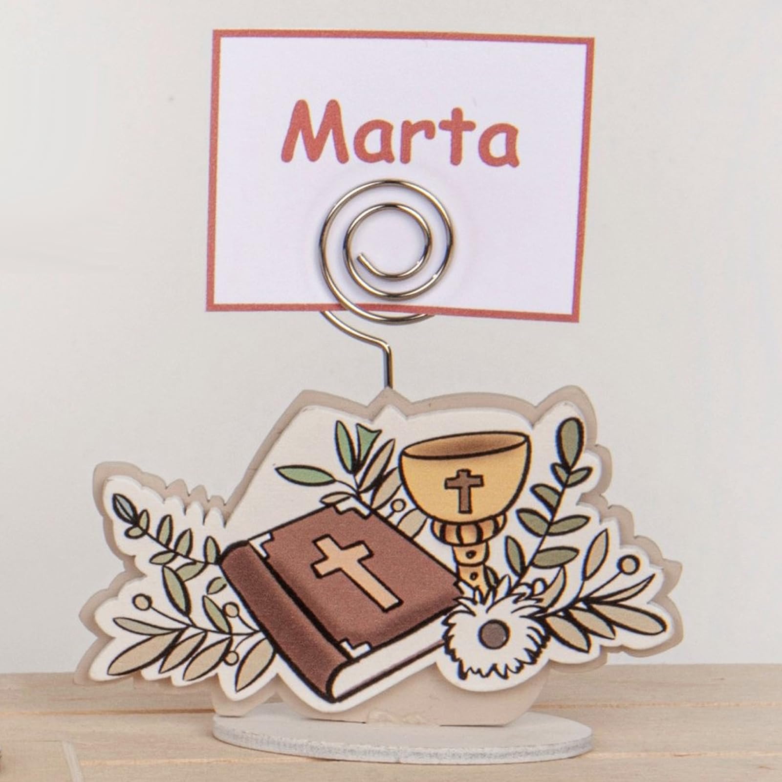 Memoclip en bois communion pour décorer vos tables de fête en famille