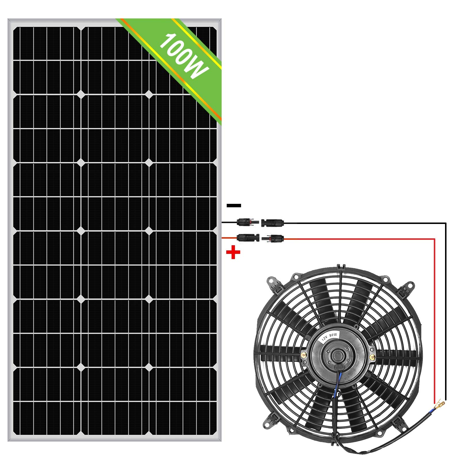 ECOWORTHY Solar Powered Attic Ventilator Gable Roof Vent Fan+100W