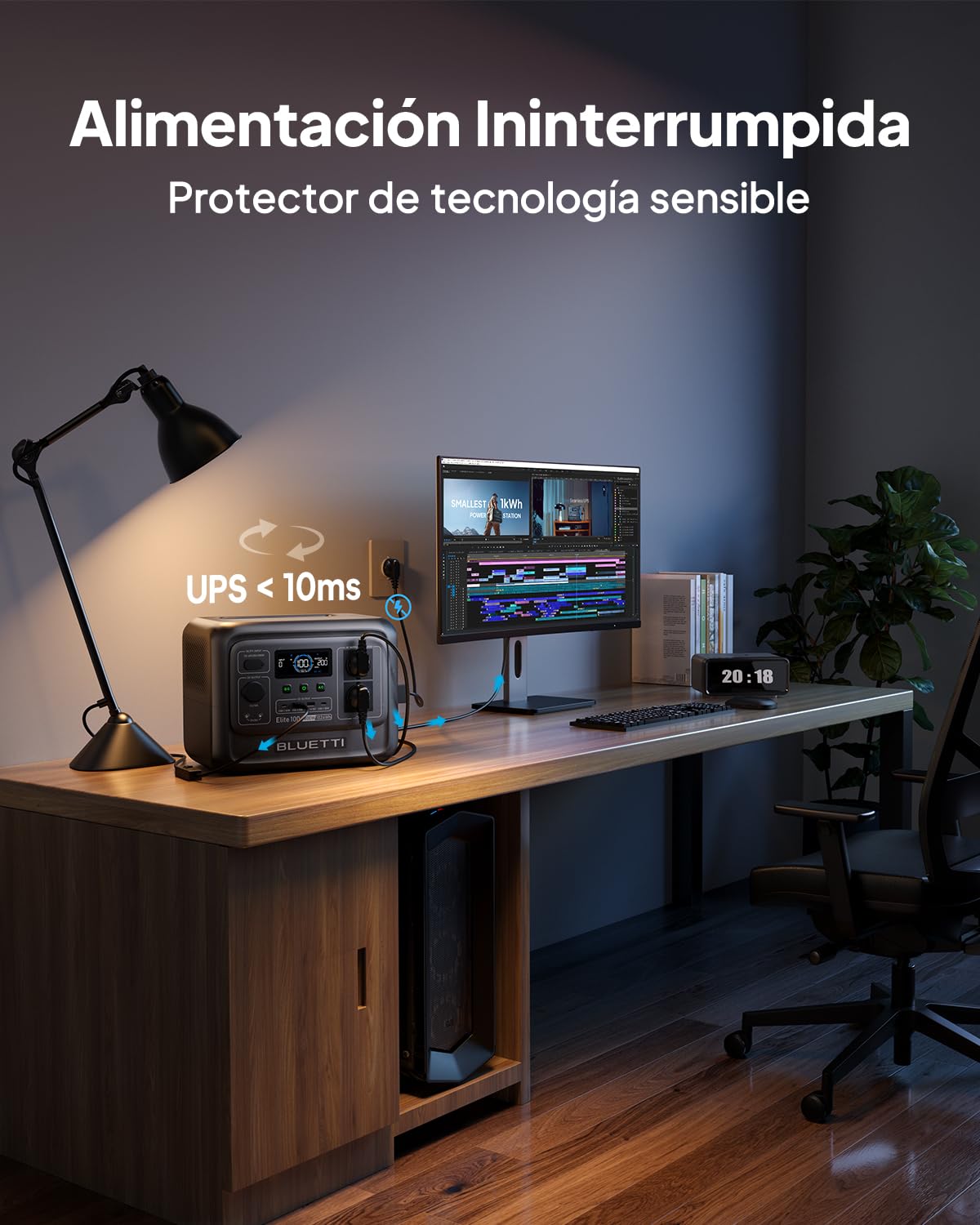 BLUETTI Elite 100 V2 Generador Solar Portátil 1024Wh, Batería LiFePO₄, 1800W (3600W Pico), 35% Más Compacto, Estación de Energía para Acampar, Hogar, Emergencias, UPS, Panel Solar Opcional