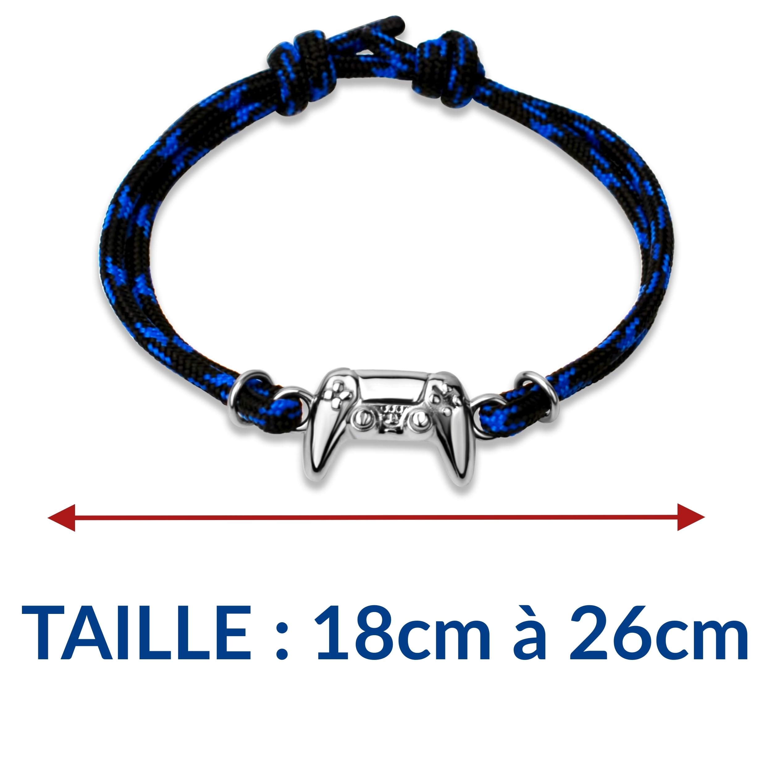 Ernestine - Bracelet gamer manette playstation - bracelet acier inoxydable et cordon réglable - idée cadeau joueur console de jeu PS5 - cadeau d'anniversaire gamer - Noël, fête des pères, papa