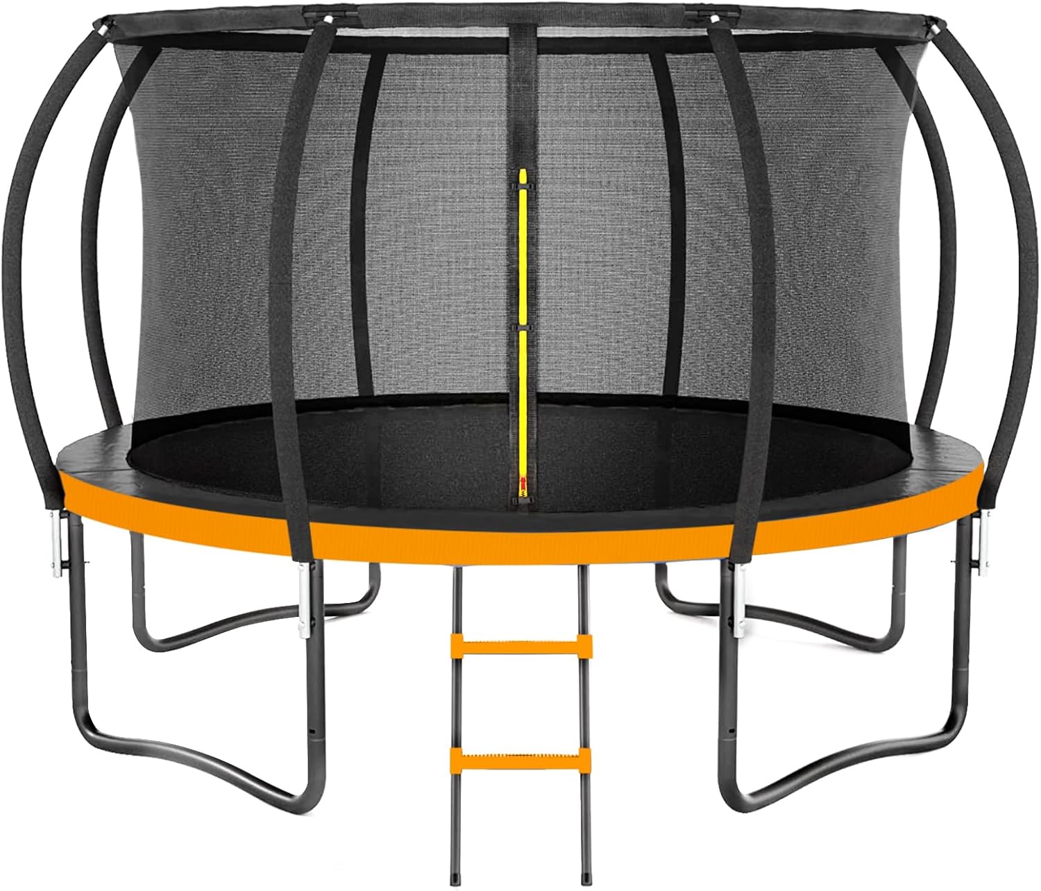 trampoline 8ft 10ft 12ft 14ft 16ft, outdoor trampolines for kids and adults, recreational trampoline with enclosure net & ladder, round trampoline astm approved, 400/450lbs weight capacity orange 14 ft