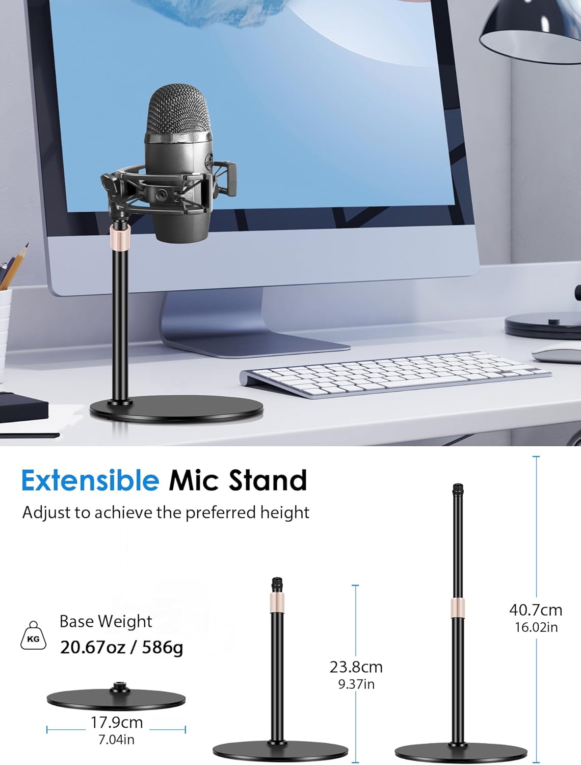 Microphone Stand with Shock Mount, [Custom Built for Yeti Nano Mic] Anti-Vibration Suspension Shock Mount Holder Clip Compatible with Blue Yeti Nano Microphones