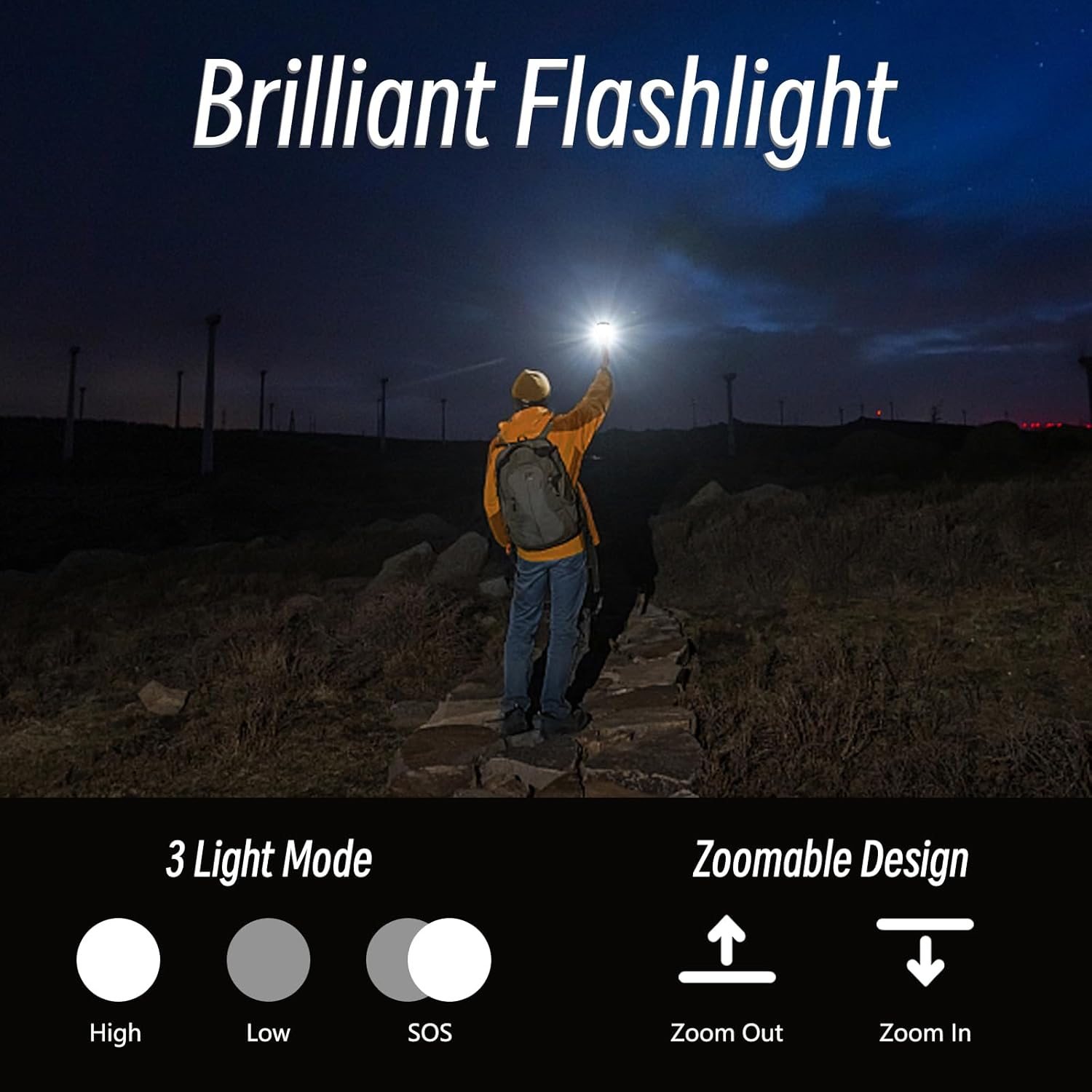 Camping Lantern，Letour Led Camping Light 2 in 1 Flashlight Ip65 Waterproof Lantern for Camping Battery Power Portable Hang Light for Outdoor and Emergency of Outage(Battery not Including)