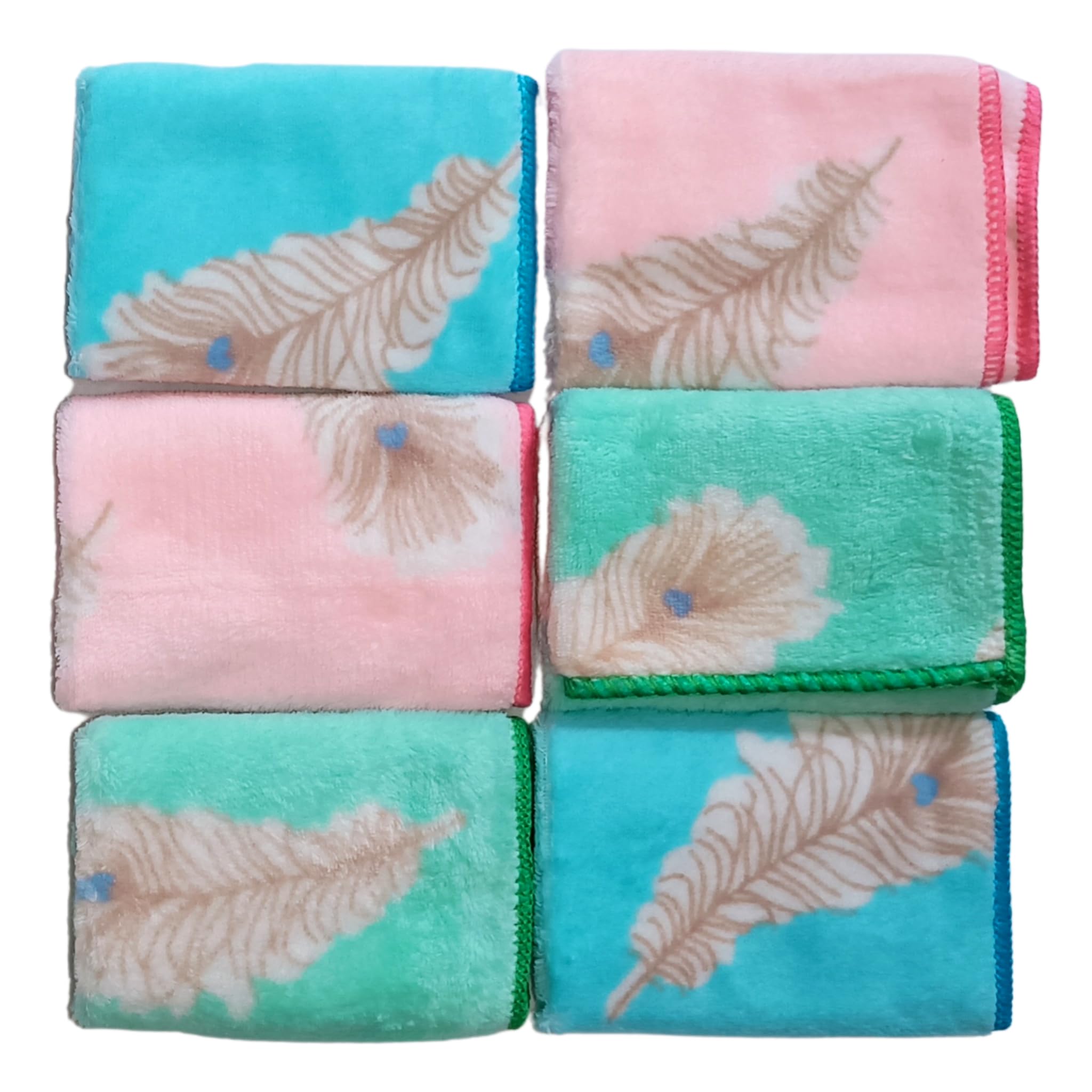 avikar Microfiber Face Towel Handkerchief Rumal 350GSM Extra Soft and Super Absorbent mor pankh Printed Face Towels for girls Women's, Kids and Newborn Babies Set of 4 Multicolor-picture-14