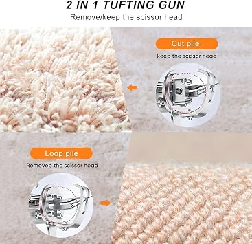 Electric Rug Tufting Kit with Cordless Carpet Trimmer, Upgraded LED Display/Speed Adjustable Tufting Kit, Cut Pile/Loop Pile 2 in 1 Carpet Making Kit(110V)