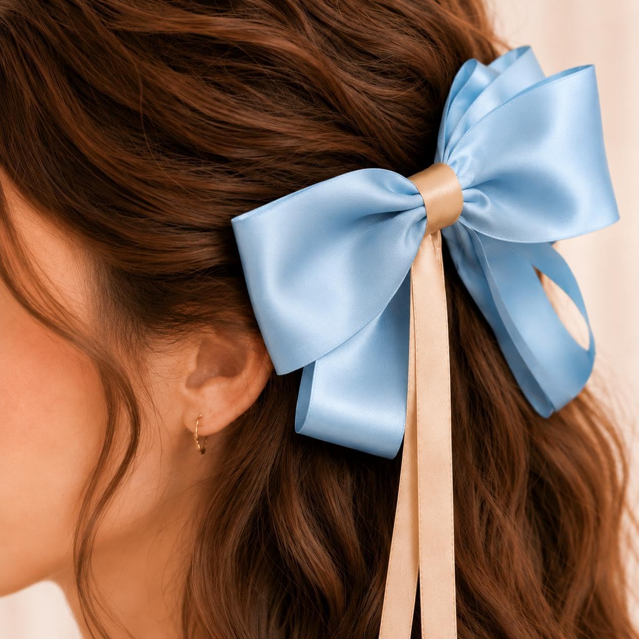 Fabric Bow Hair Clip, Cloth Hairpin for Ponytails, Half Up Hairstyles, Everyday Outfits and Decorative Party Looks