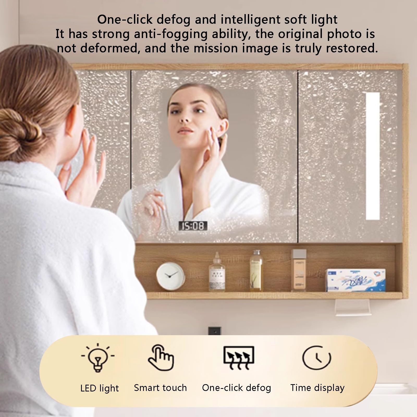 Espejo de baño LED con Mueble de almacenaje y tecnología antivaho