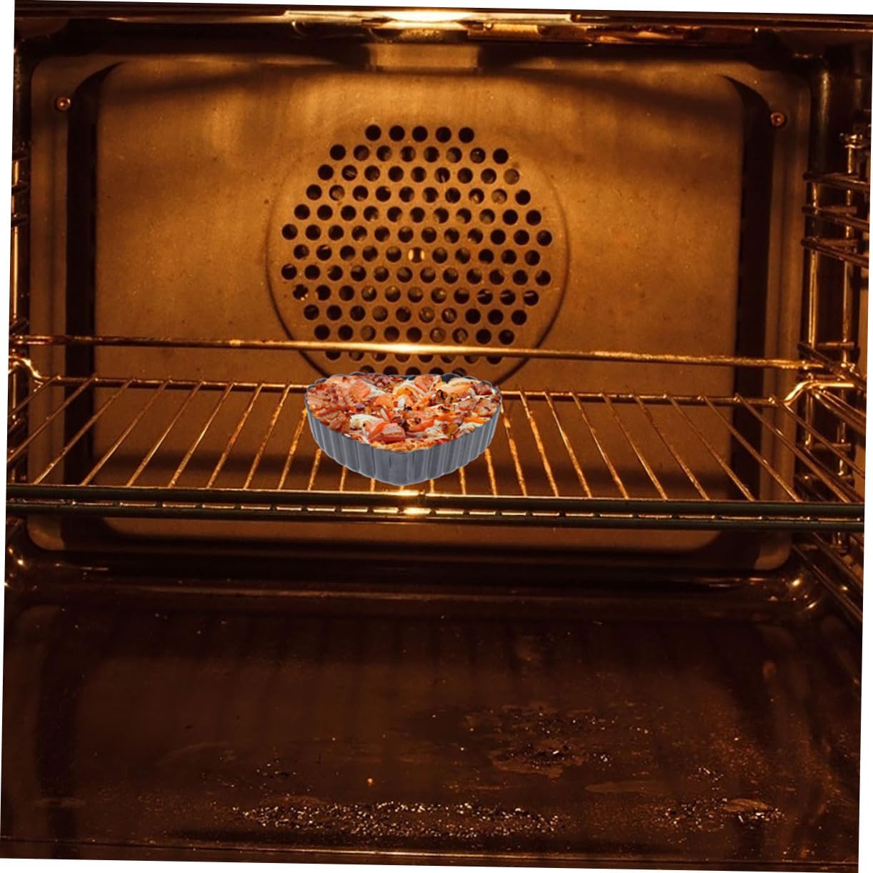 IMIKEYA Mini Tortiere Cuore con Fondo Removibile e Rivestimento Antiaderente Design Elegante a Onde Set 6 Pezzi in Acciaio al Carbonio per Cucina e Dolci Fatti in Casa
