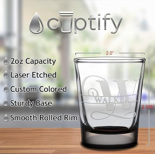 Miniatura 2 de Vasos de chupito personalizados elaborados con nombre de círculo de 2 onzas, parte inferior negra con texto personalizado para regalos, bodas,