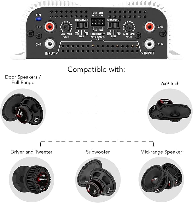 Amplificador de Audio para Auto Taramps TS 800x4 800 Watts RMS 4 Canales miniatura 7