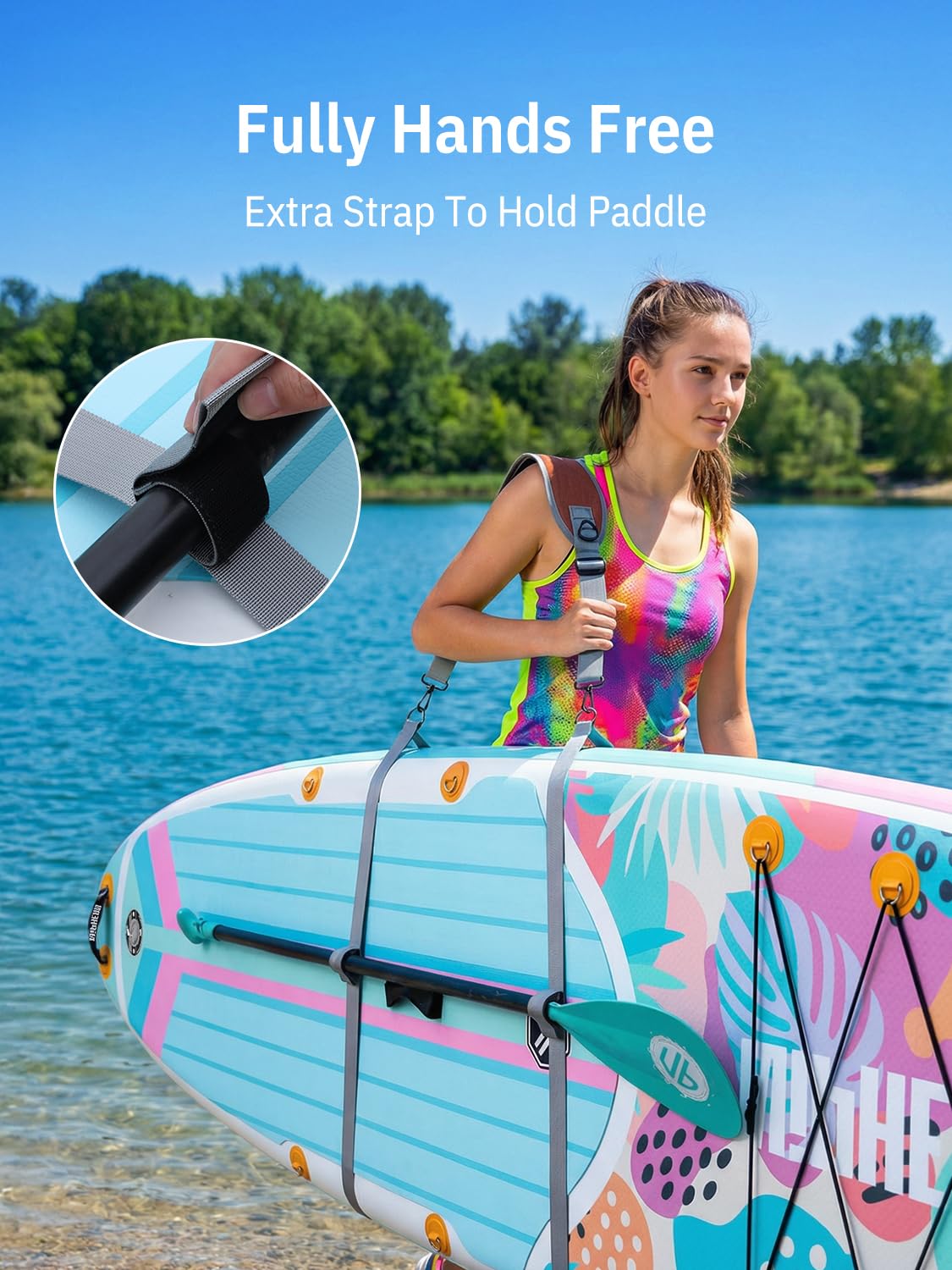 Niphean SUP Tragegurt, Stand up Paddle Zubehör für Paddle Board, Freihändig Verstellbarer SUP Schultergurt für Stand Up Paddling Board, Kayak, Surfbrett Tragegurt mit Gepolsterter Schulterauflage