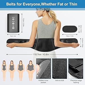 Heating Pad for Period Cramps Back Pain Relief,Electric Heating Pad for Low Back Massager,3 Heat, Black,43"x 6" +20" Extended Belt Gifts for Women,Men,Mom,Dad