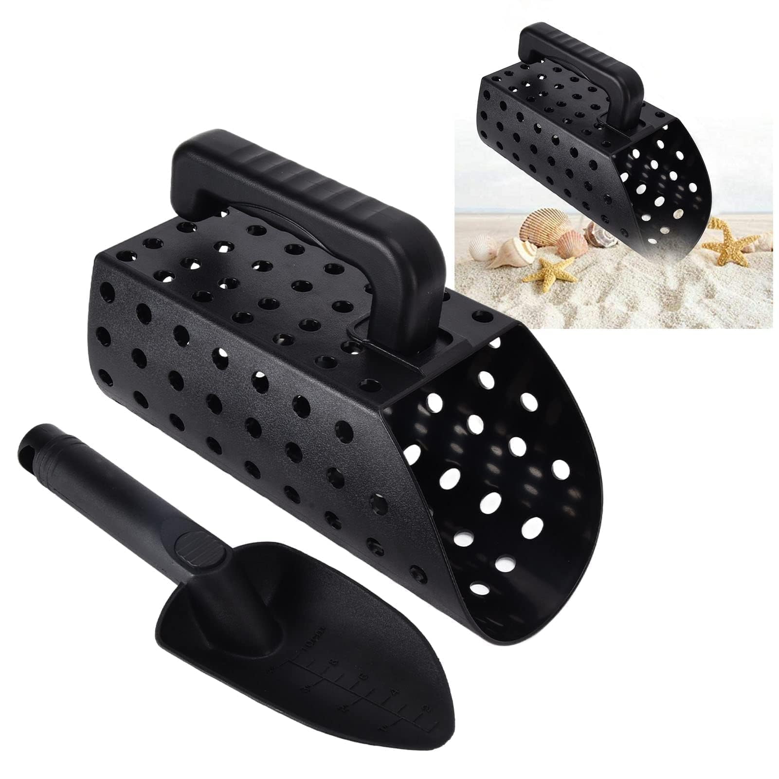 Cyrank Accessoires pour détecteurs de métaux, Shark Teeth Screen Pelle à Sable et Pelle à détection de métaux pour détection de métaux Pelle de Plage Pelle à détection de métaux, Pelle a granulés