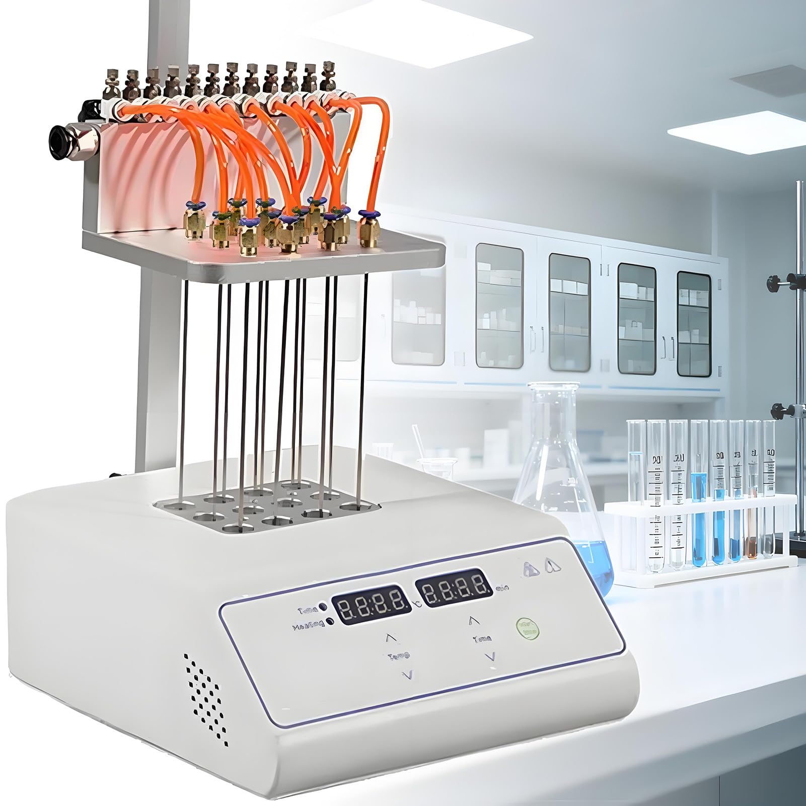 Koncentrator próbek azotu z regulowanym stojakiem do analizy laboratoryjnej i testowania