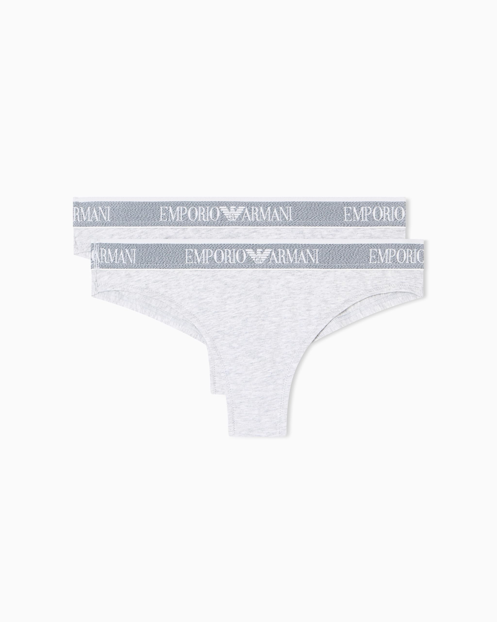 Emporio Armani Woman's Iconic Logoband 2-Pack Brazilian Grey M
