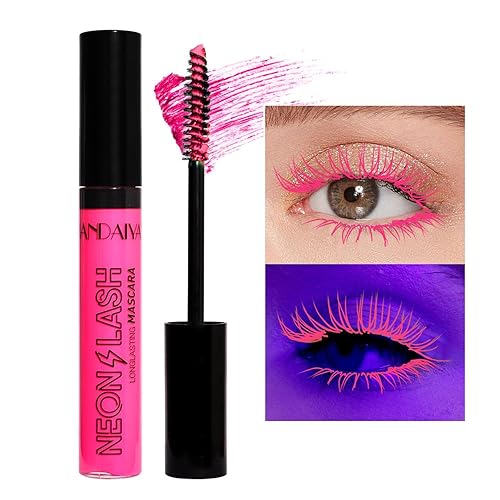 MAEPEOR Máscara de pestañas de neón de 6 colores, resistente al agua y a las manchas, para uso diario y Halloween Navidad (color 04)