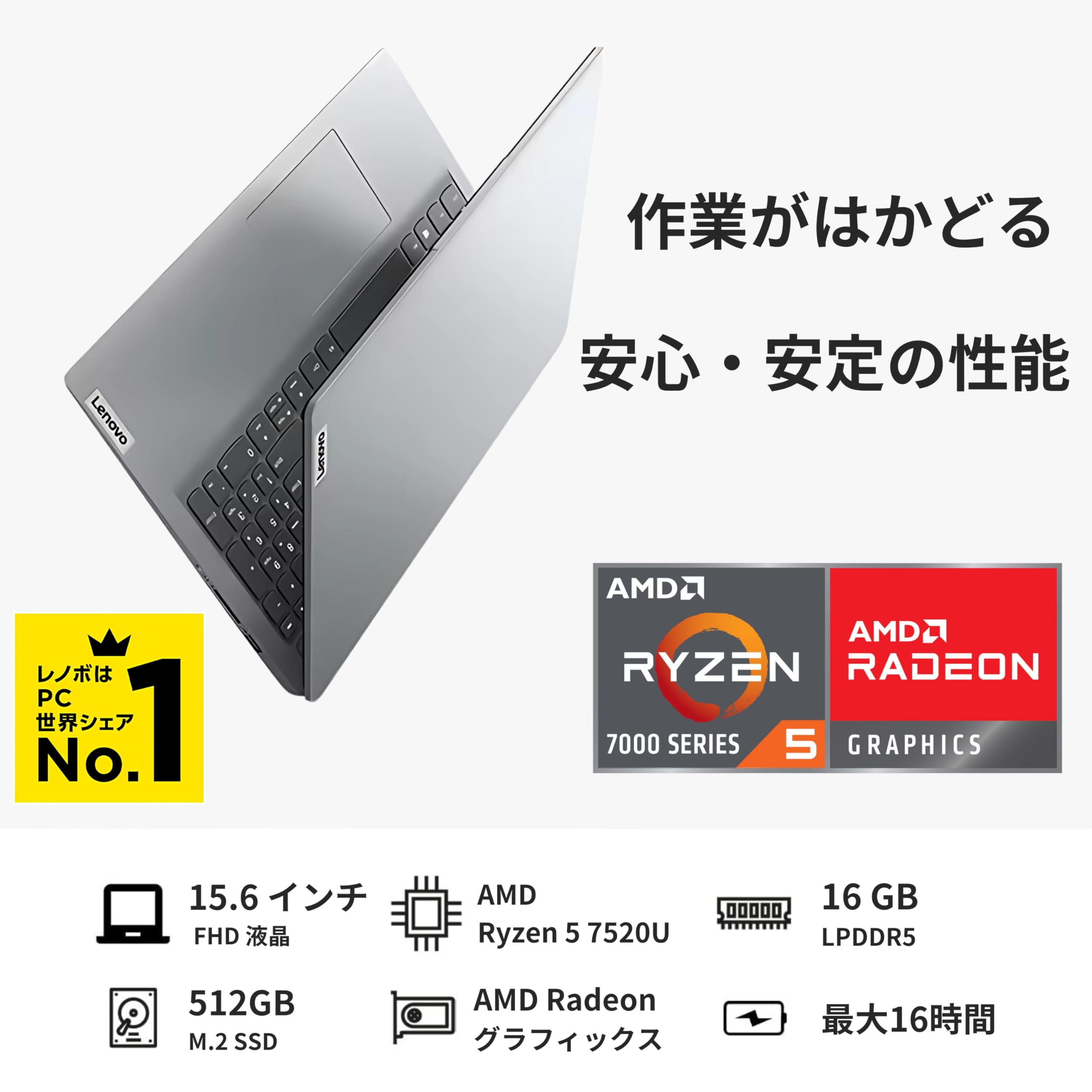 Amazon.co.jp: Lenovo IdeaPad Slim 170 ノートパソコン 15.6インチ 
